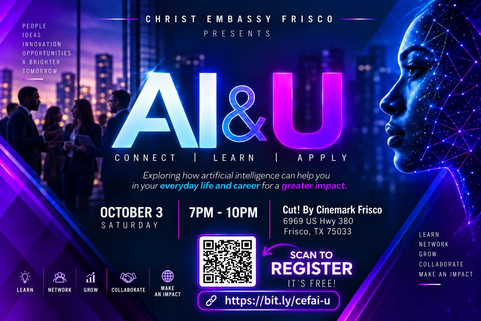 AI & You event graphic with date, time, venue, and registration details